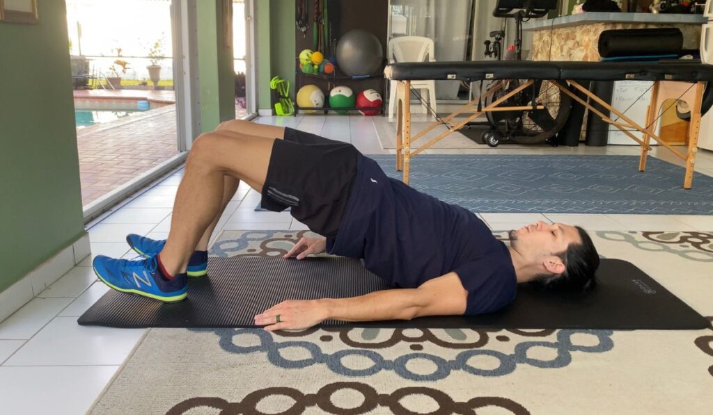 low back tightness alleviate supine bridge exercise glutes. Low back health
