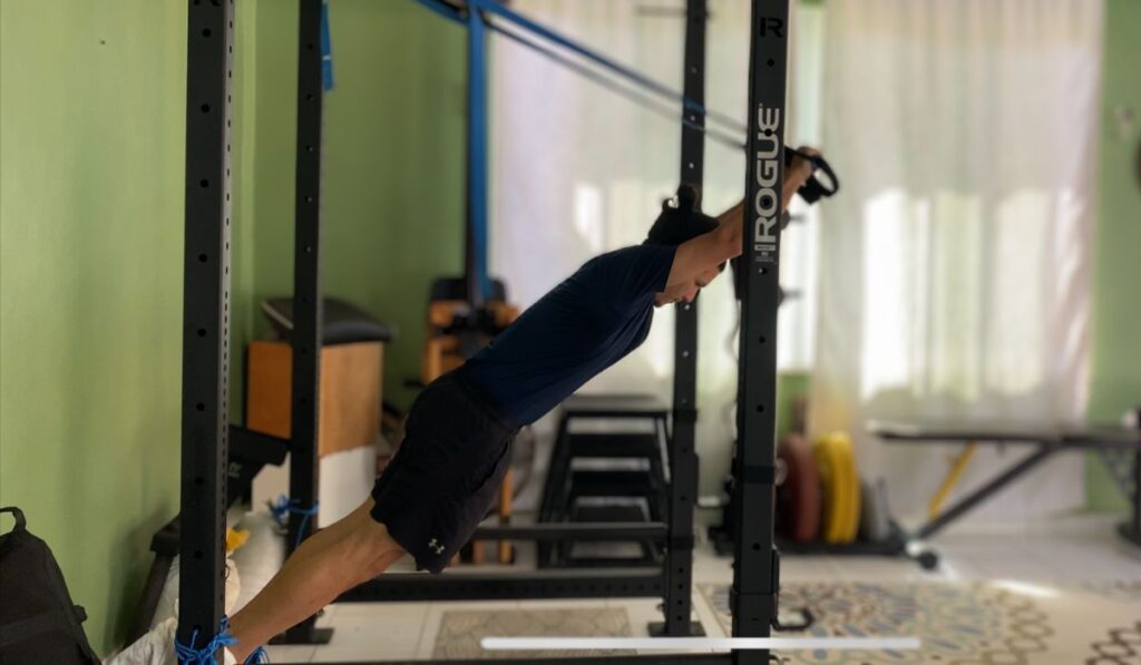 The TRX Fallout is an anti extension exercise that strengthens the core.